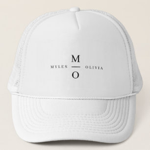 Wedding Monogram Elegant Minimalist Simple White Trucker Hat