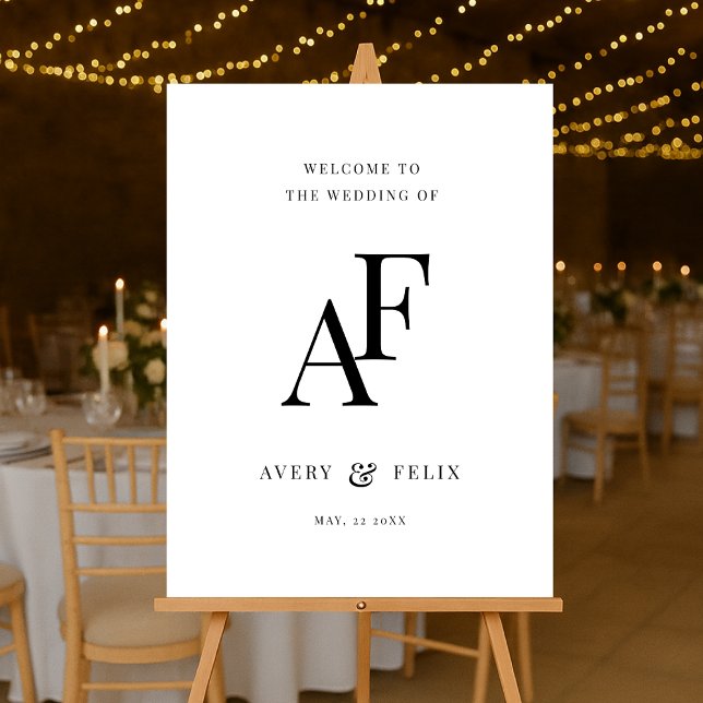 Wedding Monogram Elegant Minimalist Welcome Acrylic Sign (Creator Uploaded)