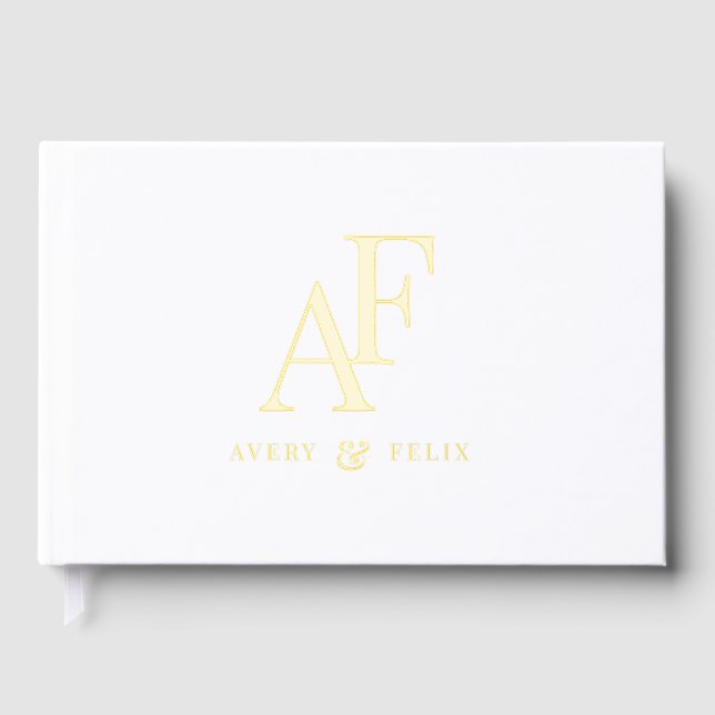 Wedding Monogram Elegant Simple Gold Foil Guest Book (Front)