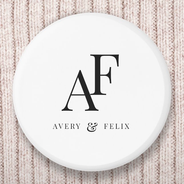 Wedding Monogram Elegant Simple Minimalist 6 Cm Round Badge (Creator Uploaded)