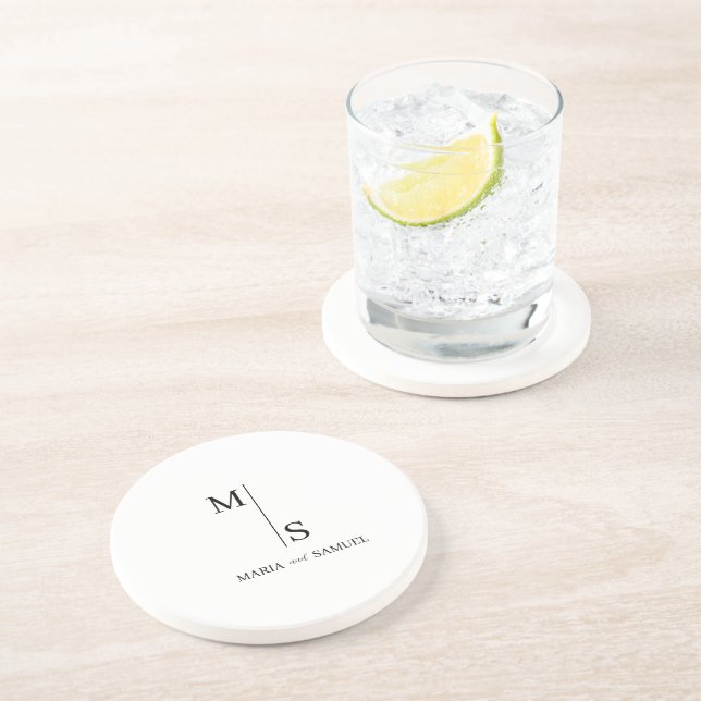 wedding monogram Elegant Simple  Minimalist  Coaster (Side)