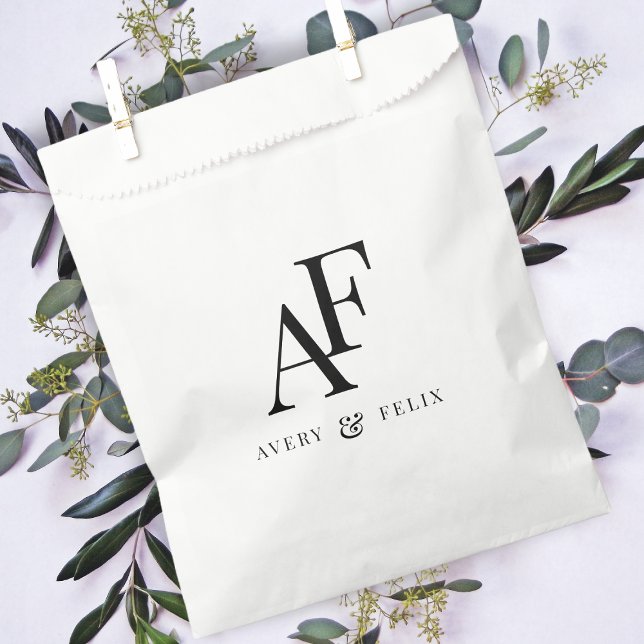 Wedding Monogram Elegant Simple Minimalist Favour Bag (Creator Uploaded)