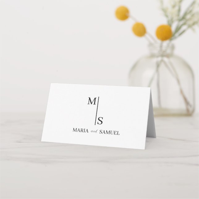 wedding monogram Elegant Simple Minimalist Place Card (Front)