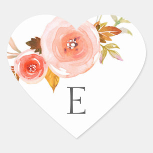 Wedding monogram envelope seals / blush floral