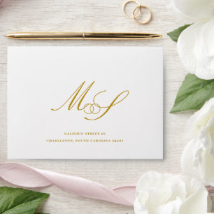 Wedding monogram Eucalyptus and gold  Envelope