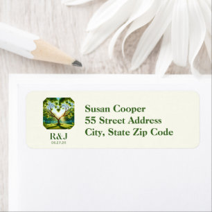 Wedding Monogram Green Return Address Label