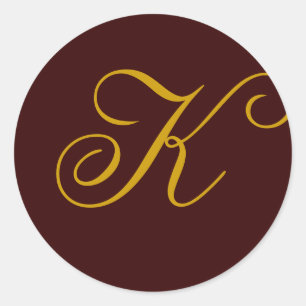 Wedding Monogram K Gold Seal Sticker