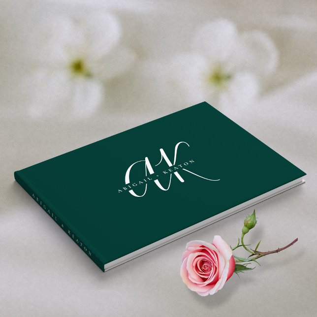 Wedding Monogram Minimalist Emerald Green  Guest Book (Wedding Monogram Minimalist Emerald Green  Guest Book )