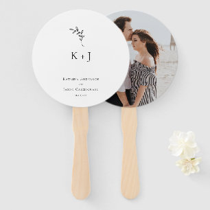 Wedding Monogram Minimalist Photo Greenery Hand Fan