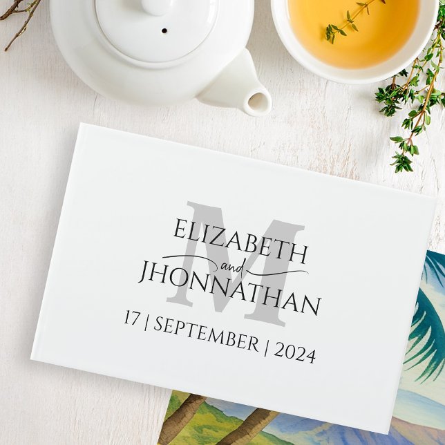 Wedding Monogram Minimalist Simple black and white Guest Book (Creator Uploaded)
