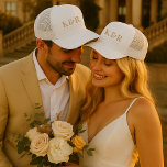 Wedding Monogram Minimalist Simple Gold and White Trucker Hat<br><div class="desc">A minimalist wedding monogram design collection of products with classic traditional typography in gold on a clean simple white background. The perfectly custom design for your special day!</div>