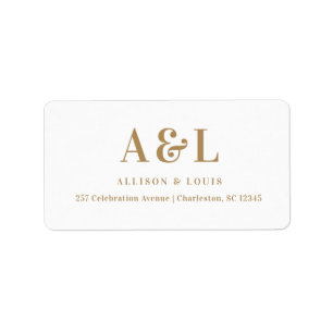 Wedding Monogram Minimalist White Gold Label