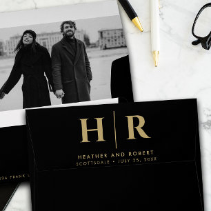 Wedding Monogram Modern Custom Bride and Groom Envelope