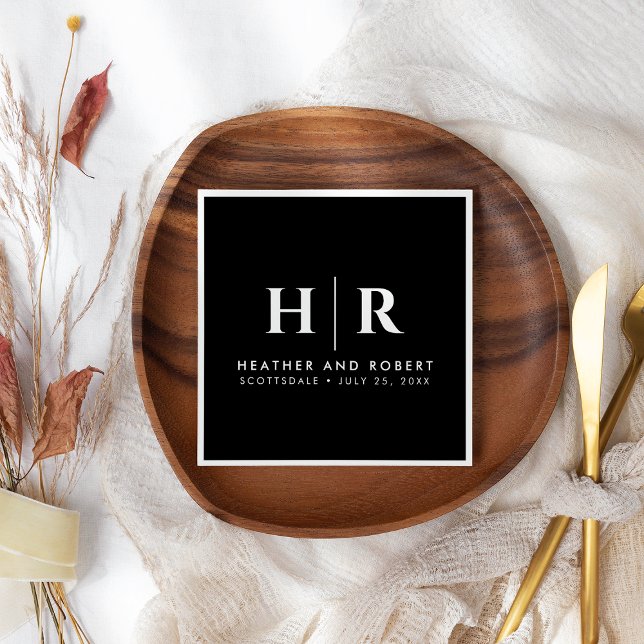 Wedding Monogram Modern Custom Bride and Groom Napkin (Creator Uploaded)