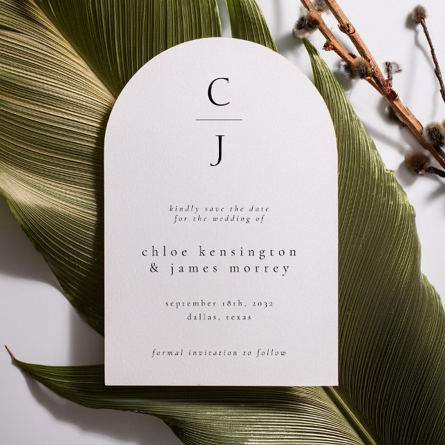 Wedding Monogram Modern Minimal Black White Save The Date (Creator Uploaded)