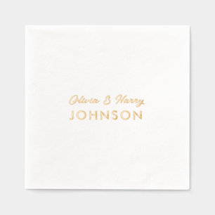 Wedding Monogram Names Elegant Script Gold Foil Napkins