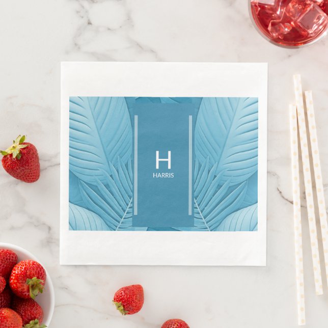 Wedding Monogram Napkins | Tropical Teal (Insitu)