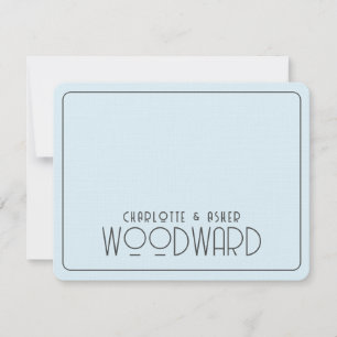 Wedding Monogram Newlyweds Blue Embossed Linen Card