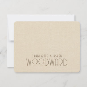 Wedding Monogram Newlyweds Cream Embossed Linen  Card