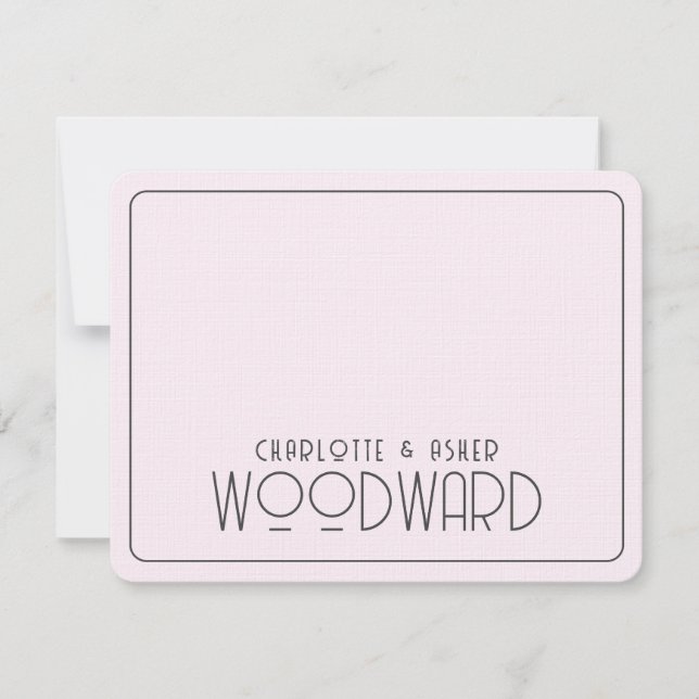 Wedding Monogram Newlyweds Pink Embossed Linen  Card (Front)