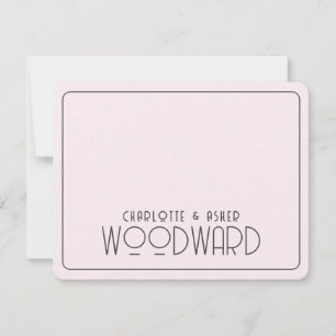 Wedding Monogram Newlyweds Pink Embossed Linen  Card