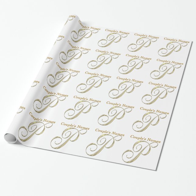 Wedding Monogram P Gift Wrapping paper (Unrolled)