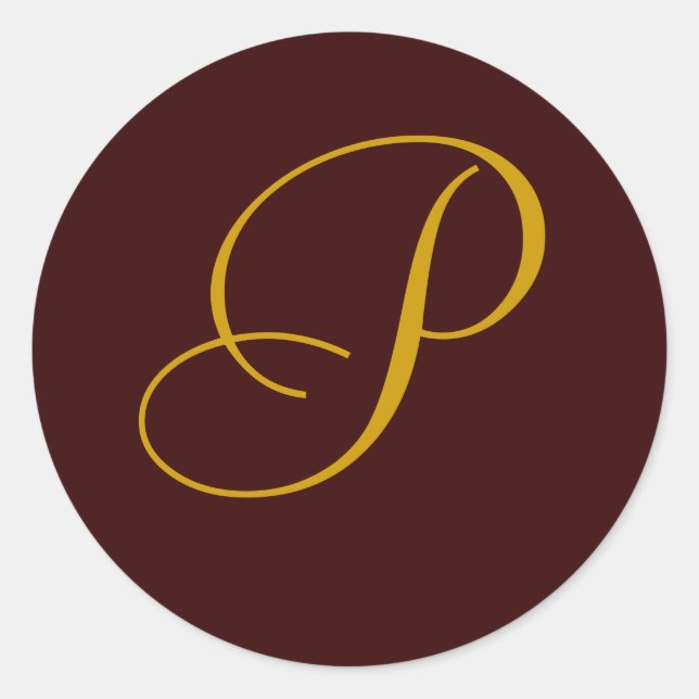 Wedding Monogram P Gold Seal Sticker (Front)