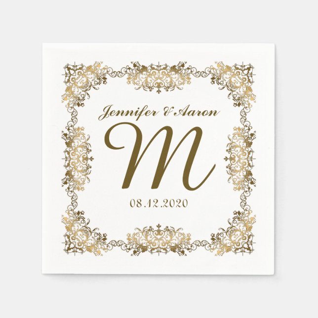 Wedding Monogram Paper Napkins (Front)