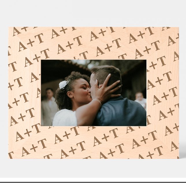Wedding Monogram Pattern Engraved Wood Frame (Creator Uploaded)