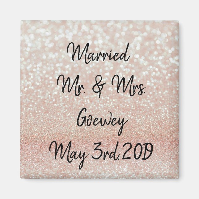 Wedding Monogram Perosnalize Template Pink Magnet (Front)