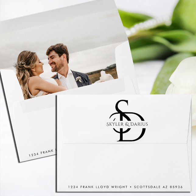 Wedding Monogram Personalised Return Address Envelope (Creator Uploaded)
