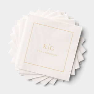 Wedding Monogram Personalized Last Name Frame Foil Napkins