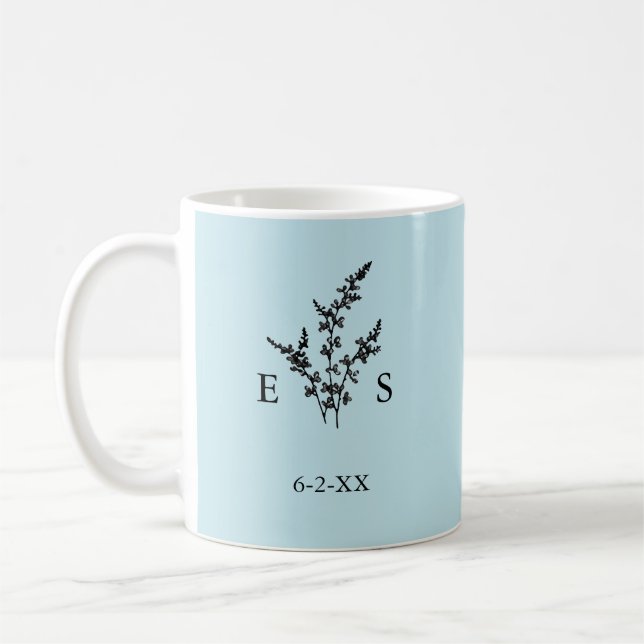 Wedding Monogram Plant Date Coffee Mug (Left)