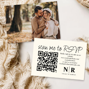 Wedding Monogram QR Code RSVP With Photo Elegant Enclosure Card