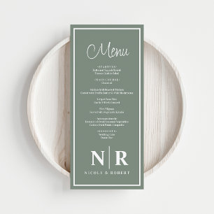 Wedding Monogram Reception Or Engagement Dinner Menu