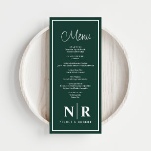 Wedding Monogram Reception Or Engagement Dinner Menu