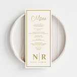 Wedding Monogram Reception Or Engagement Dinner Menu<br><div class="desc">Elevate your reception or engagement dinner with our exquisite Off White and Gold Wedding Monogram Reception or Engagement Dinner Menus, a perfect blend of elegance and personalisation. Crafted with meticulous attention to detail, these menus add a touch of sophistication to your dining experience. The off-white background, adorned with shimmering gold...</div>