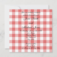 Wedding monogram red gingham checkers