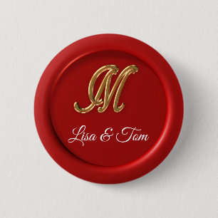 Wedding monogram seal 6 cm round badge