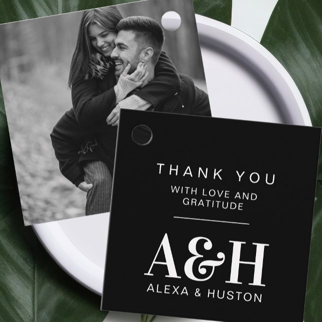 Wedding Monogram Simple Elegant Minimalist Chic Favour Tags (Creator Uploaded)