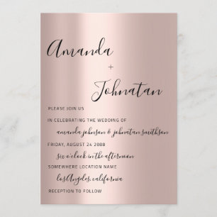 Wedding Monogram Simply Rose Gold Invitation