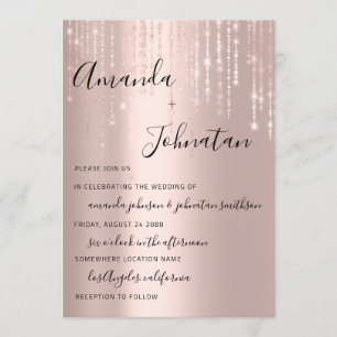 Wedding Monogram Simply Rose Strings Invitation