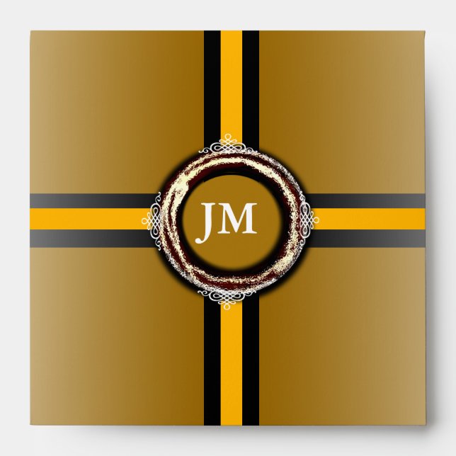Wedding Monogram Square Envelope Gold Seal (Front)