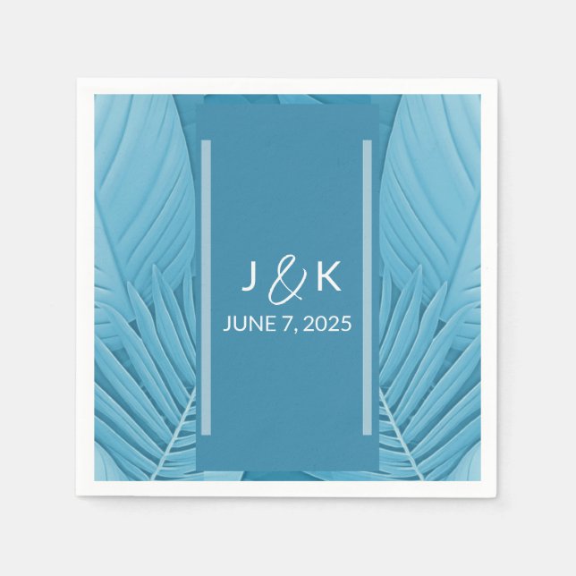 Wedding Monogram | Tropical Teal Napkin (Front)