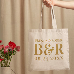 Wedding Monogram Typography Design Tote Bag