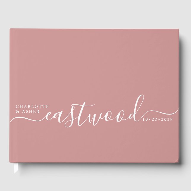 Wedding Monogram Wedding Dusty Pink Guest Book (Front)