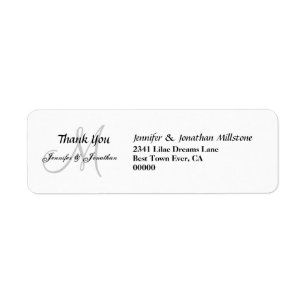 Wedding Monogram Wedding Thank You Return Address Label
