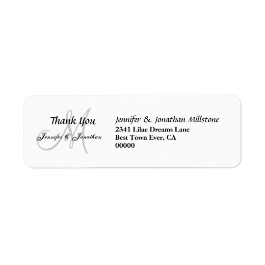 Wedding Monogram Wedding Thank You Return Address Label