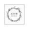 Wedding Monogram Wreath Rubber Stamp