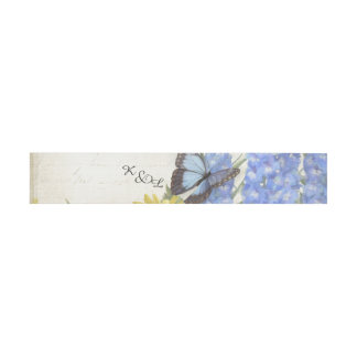 Wedding Monogrammed Vintage Blue Butterfly Garden Invitation Belly Band